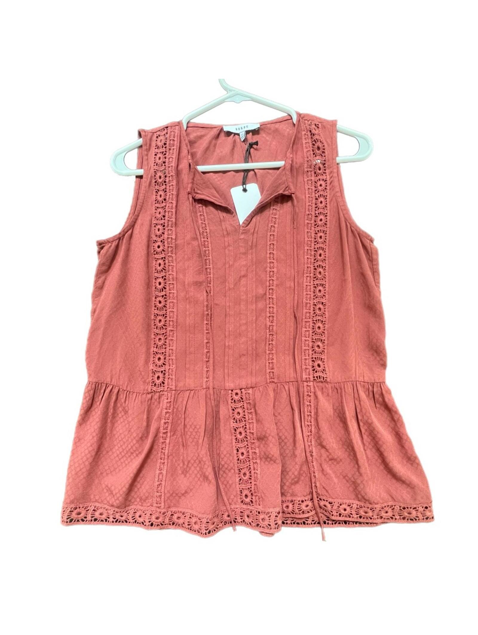 Ro & De Sleeveless Lace Blouse Coral - Xs